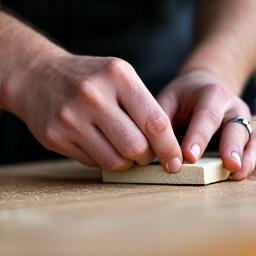 Handwerker beim Schleifen von Holz